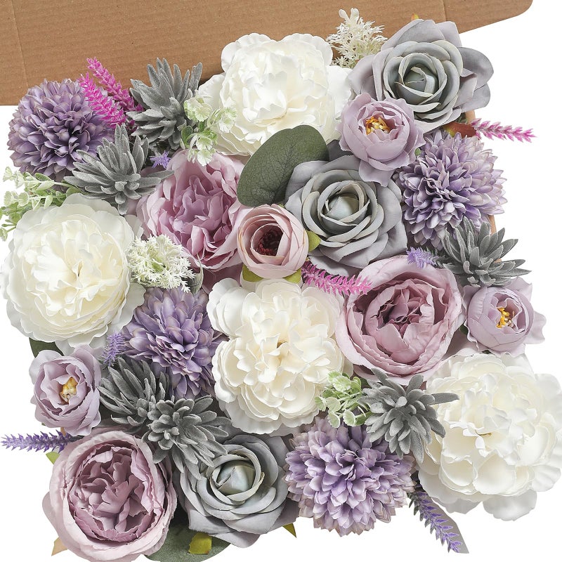 Serra Flora 18Heads Multi Use Artificial Flowers Combo for DIY Centerpieces Arrangements Wedding Bridal Bouquet Table Chair Decor Candle Holder Baby Shower Cake Decor Flower Strips Home Decor - Image 1